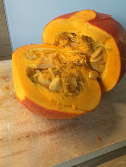 Kürbis zerteilt